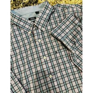 Men's Izod 3XL Long Sleeve Plaid Shirt‎ - White & Blue & Purple
